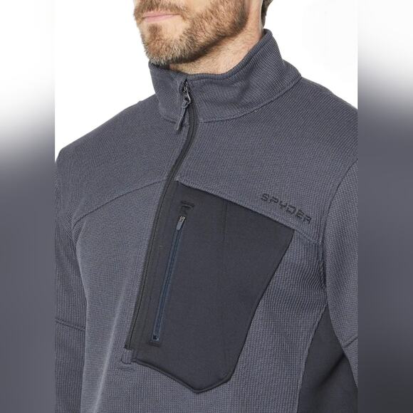 Spyder Bandit 1/2 Zip Fleece Jacket, EBONY Size Medium - Picture 8 of 10